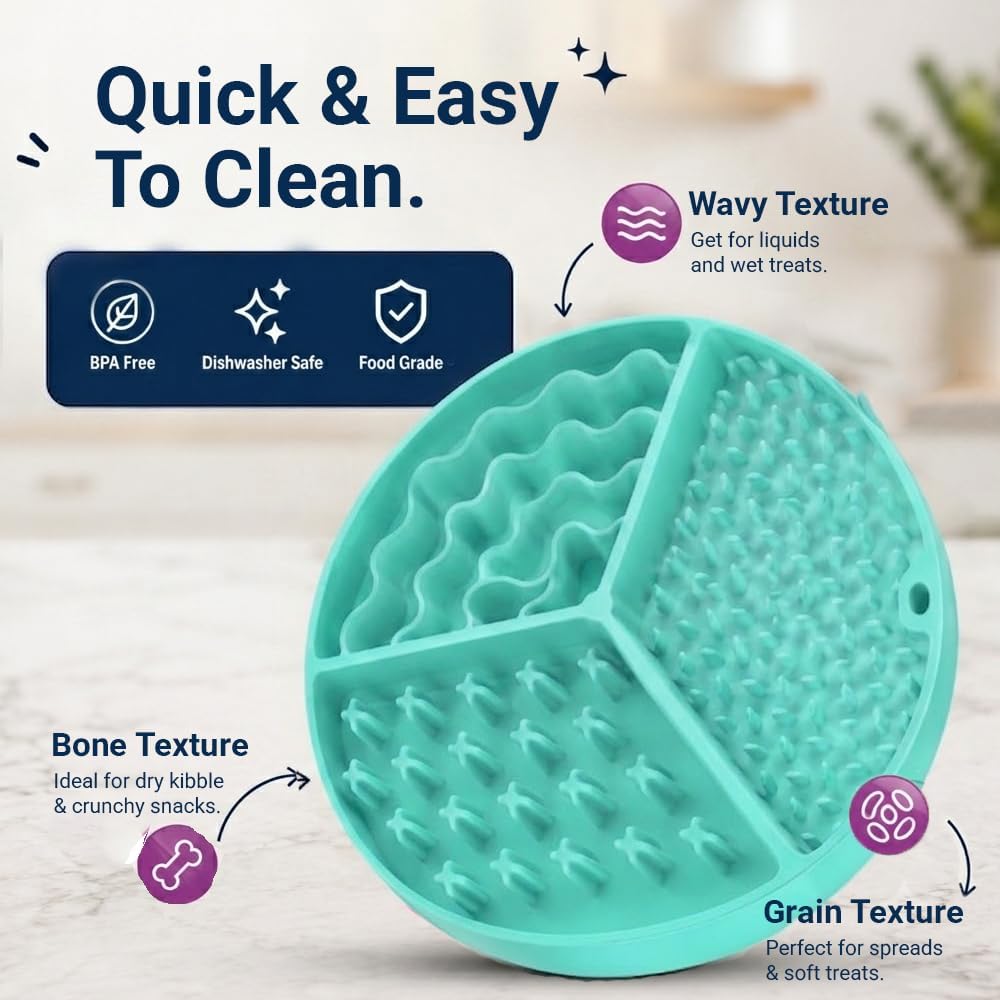 Large Size Cat & Dog Slow Feeder Puzzle Toy, Interactive Puzzle Feeder Bowl, Dog Lick Mat, Cat Food Puzzle, Pet Feeding Toy for Mental Stimulation, BPA Free Silicone, Dishwasher Safe (Green)