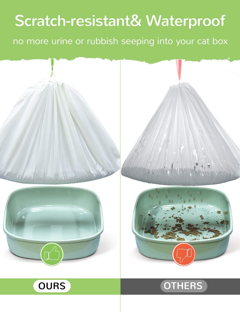 Cat Litter Liners Large, Jumbo Drawstring Extra Durable Pet Cat Pan Liners Extra-Thick Kitty Litter Box Bag-24 Count 36" x 18"