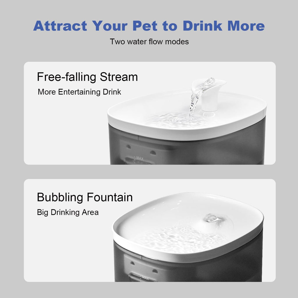 Cat Water Fountain 105oz/3L Pet Water Fountain - Quiet Dog Water Fountain with Water Level - Flowing Water to Provide Fresh Water- No Sputter, Easy Cleaning, Suit for cat Waterer
