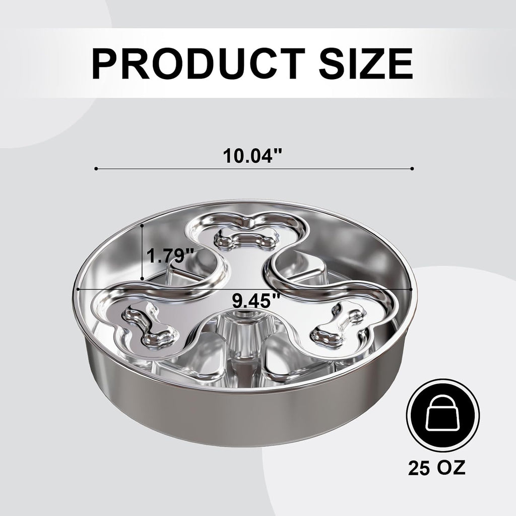 Kactoily 304 Stainless Steel Slow Feeder Dog Bowls, 2.5-3 Cups Capacity