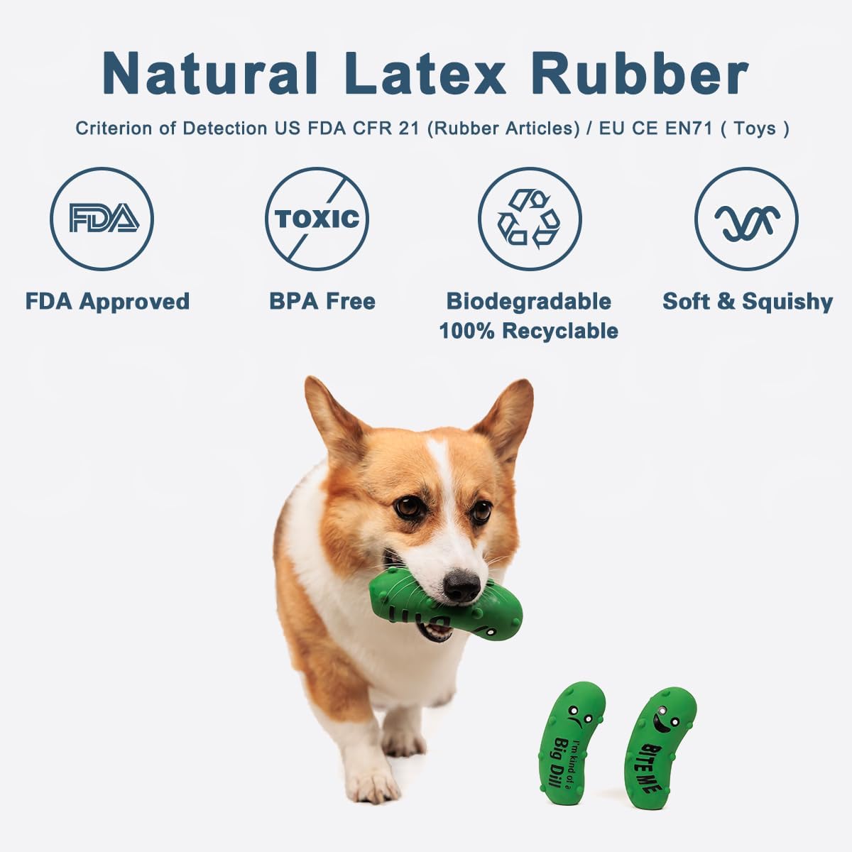 Squeaky Dog Toys for Medium Dogs, Soft Latex Squeaky Dog Ball, Cute Funny Squeak Crunchy Pickle Pet Toys