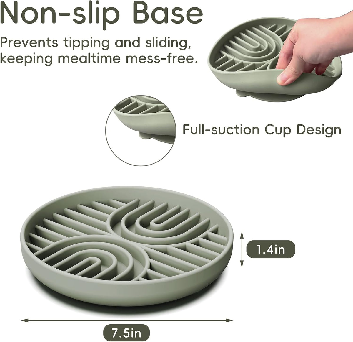 Slow Feeder Dog Bowl, Silicone Puzzle Bowl With Suction Cups for Dogs & Puppies, Anxiety Relief, Slow Eating, Dishwasher Fit, All Breeds, Green