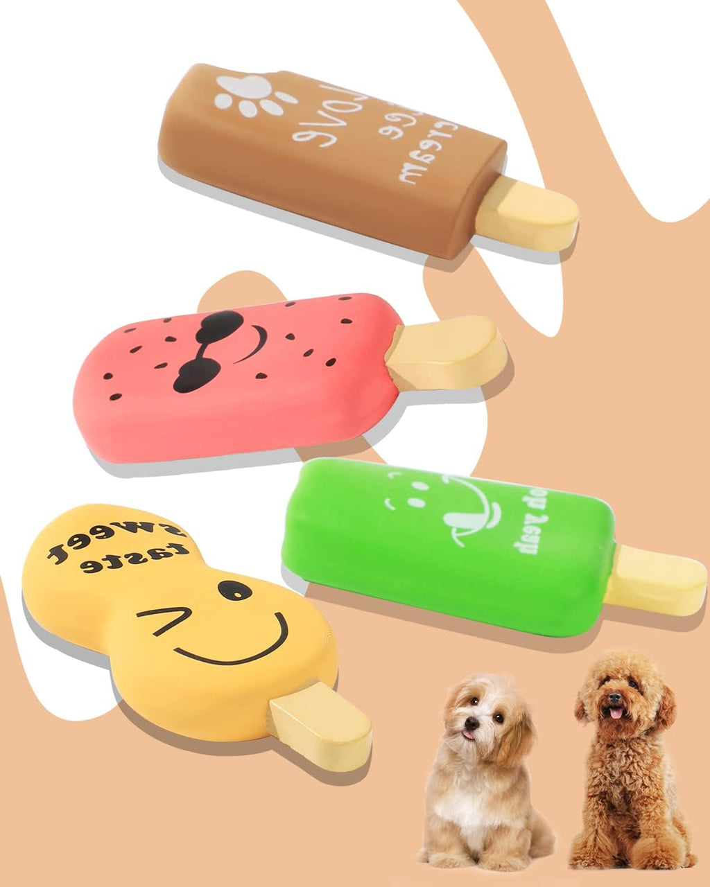 SCHITEC Squeaky Puppy Toys, 4 Pack Latex Toy for Small Dogs Puppies