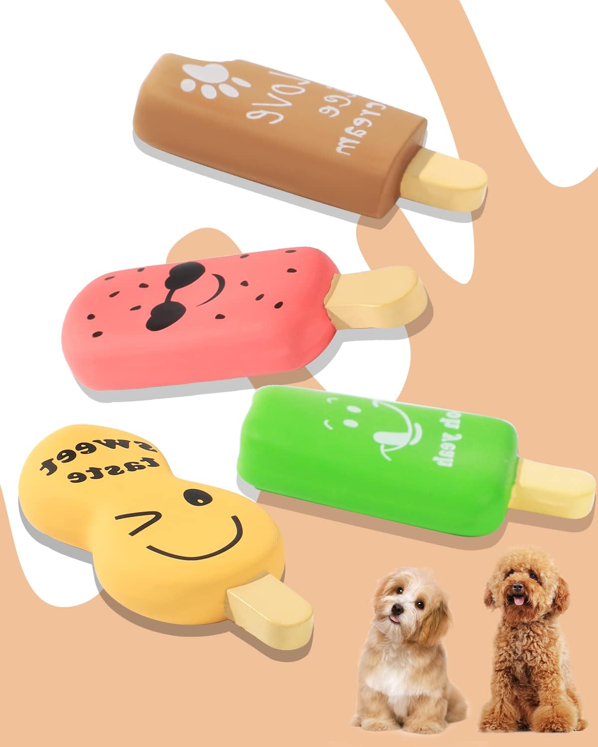 SCHITEC Squeaky Puppy Toys, 4 Pack Latex Toy for Small Dogs Puppies