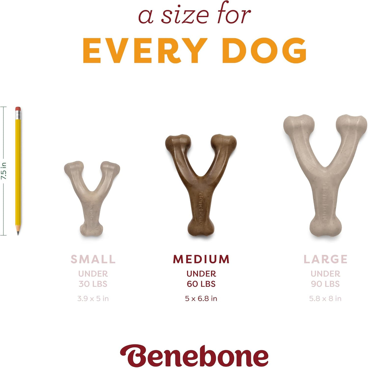 Benebone Wishbone Chew Toy for Aggressive Chewers, Pumpkin Spice, Medium