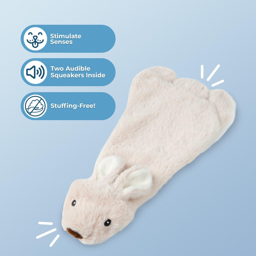 Best Pet Supplies 2-in-1 Stuffless Squeaky Dog Toy - Hare, Pig, Medium