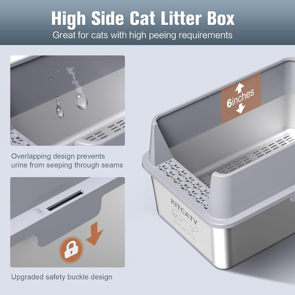Stainless Steel Sifting Litter Box, for Pine Wood Pellet Cat Litter