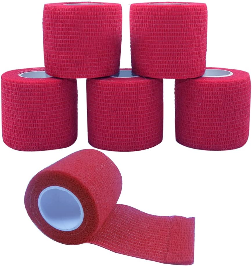 [6 Pack-2" x5Yards] MINGYUE Self Adhesive Bandage Wrap,Athletic Tape,Sports Tape,Wrist and Ankle Wrap Tape,Cohesive Bandage for Vet Tape(Red)