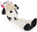 goDog Checkers Skinny Cow Squeaky Plush Dog Toy, Chew Guard Technology - White, Small