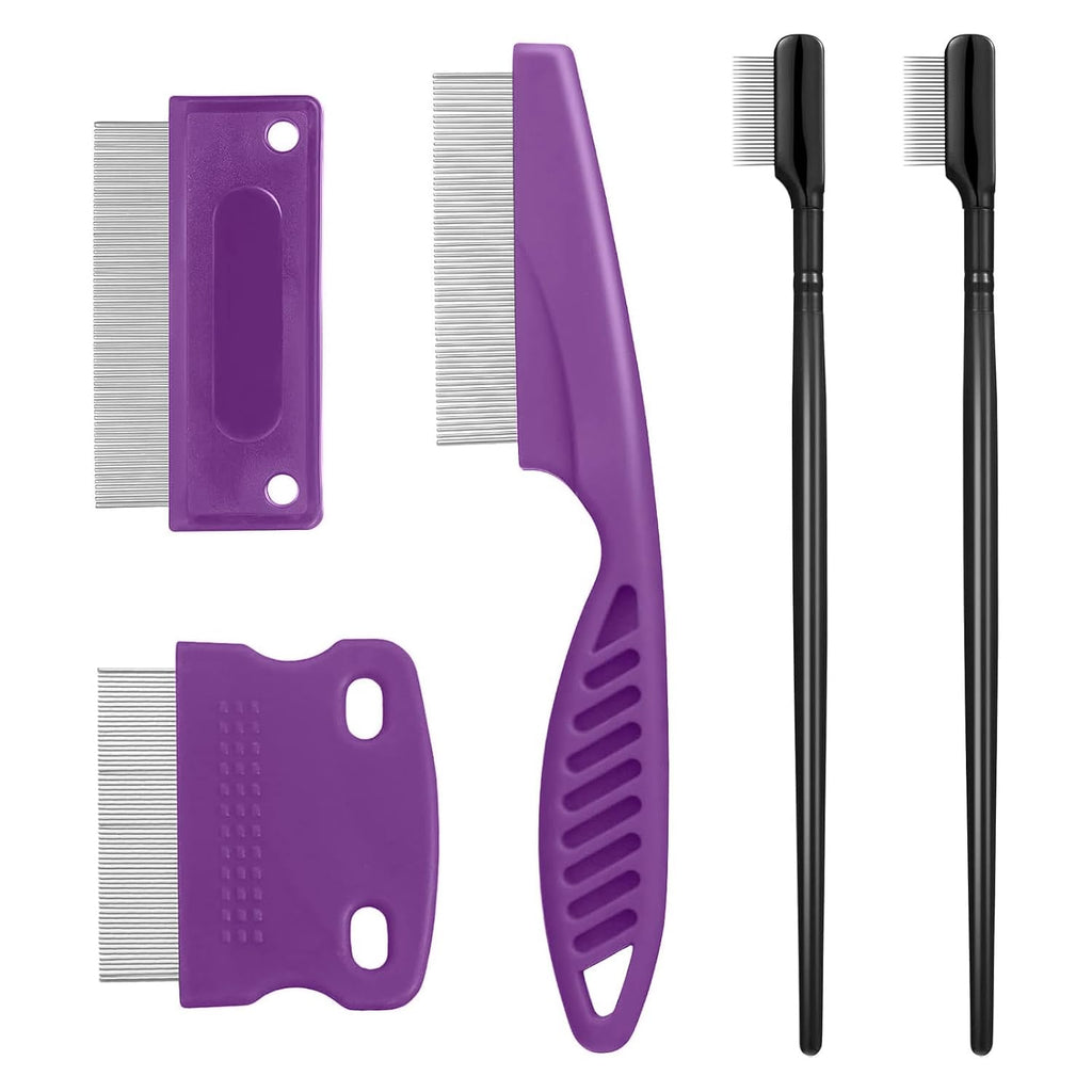 Fullhawl 5 Pcs Dog Eye Combs Tear Stain Remover Combs, Purple, Black