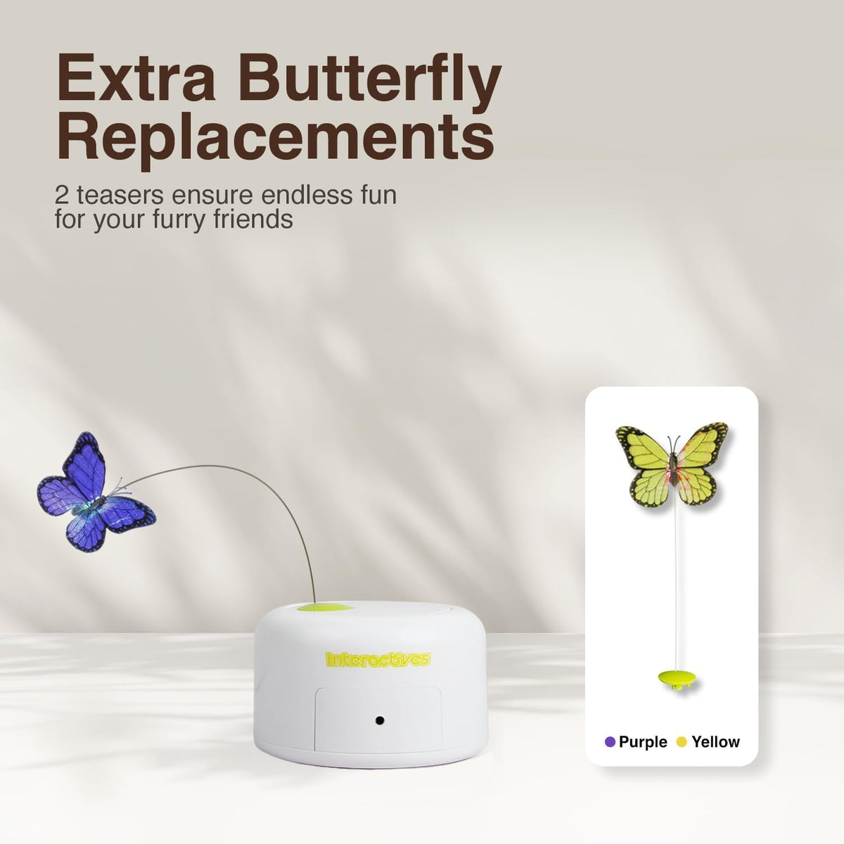 ALL FOR PAWS 6-Pack Butterfly Refills for Interactive Cat Toy, Replacement Butterflies for Automatic Cat Spinner Toy, Durable Self-Play Butterfly Flutter Accessories for Indoor Cats & Kittens