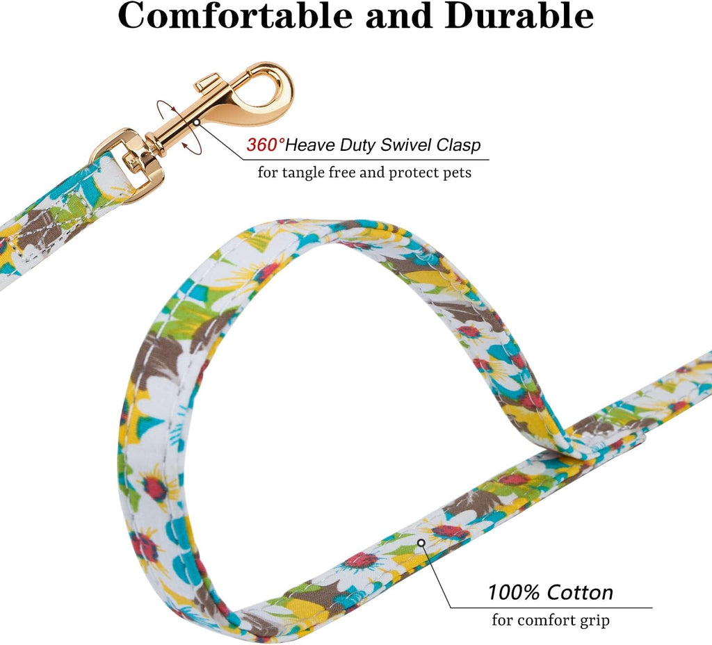 CHEDE No Pull Floral Pattern Dog Harness- Lightweight and Soft Harness, Adjustable Small Dog Harness and Leash Set, with Dog Leash, Suitable for Puppy Small and Medium-Sized Dog