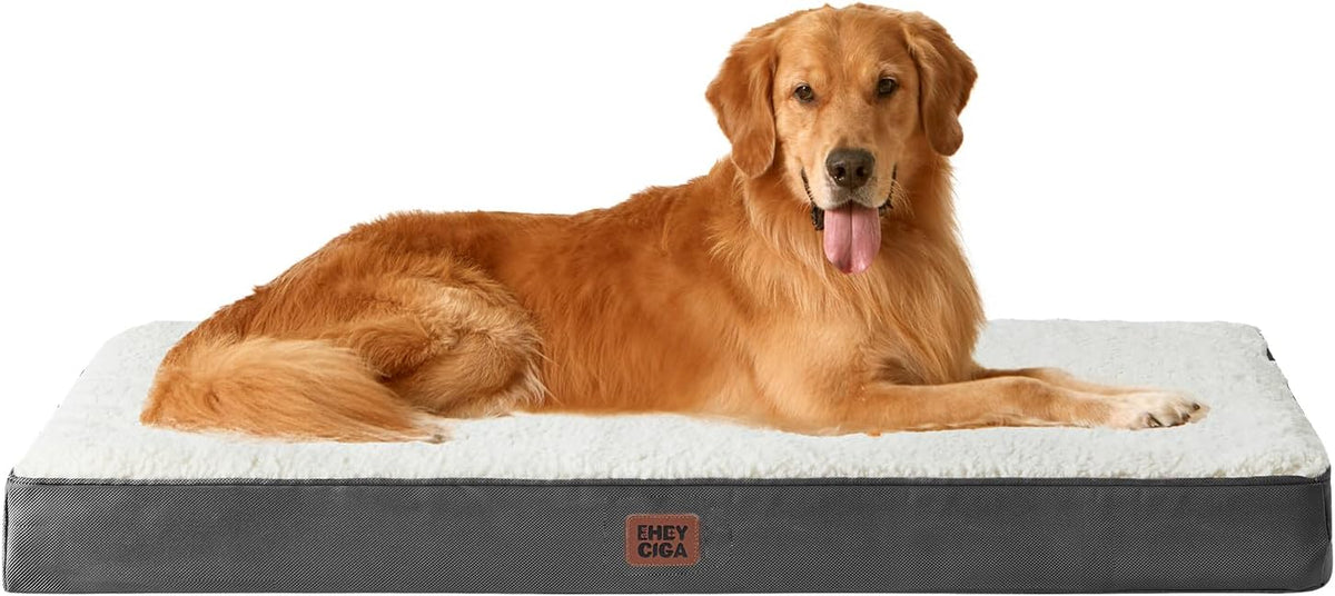 EHEYCIGA Orthopedic Dog Bed Large with Removable Washable Cover, 47IN Beige