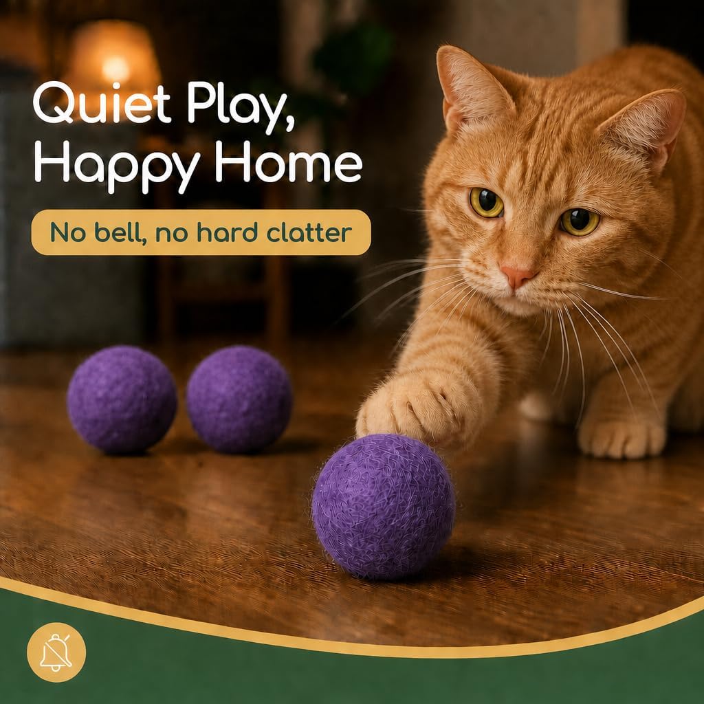 Wool Cat Toys, Purple, 6PCS