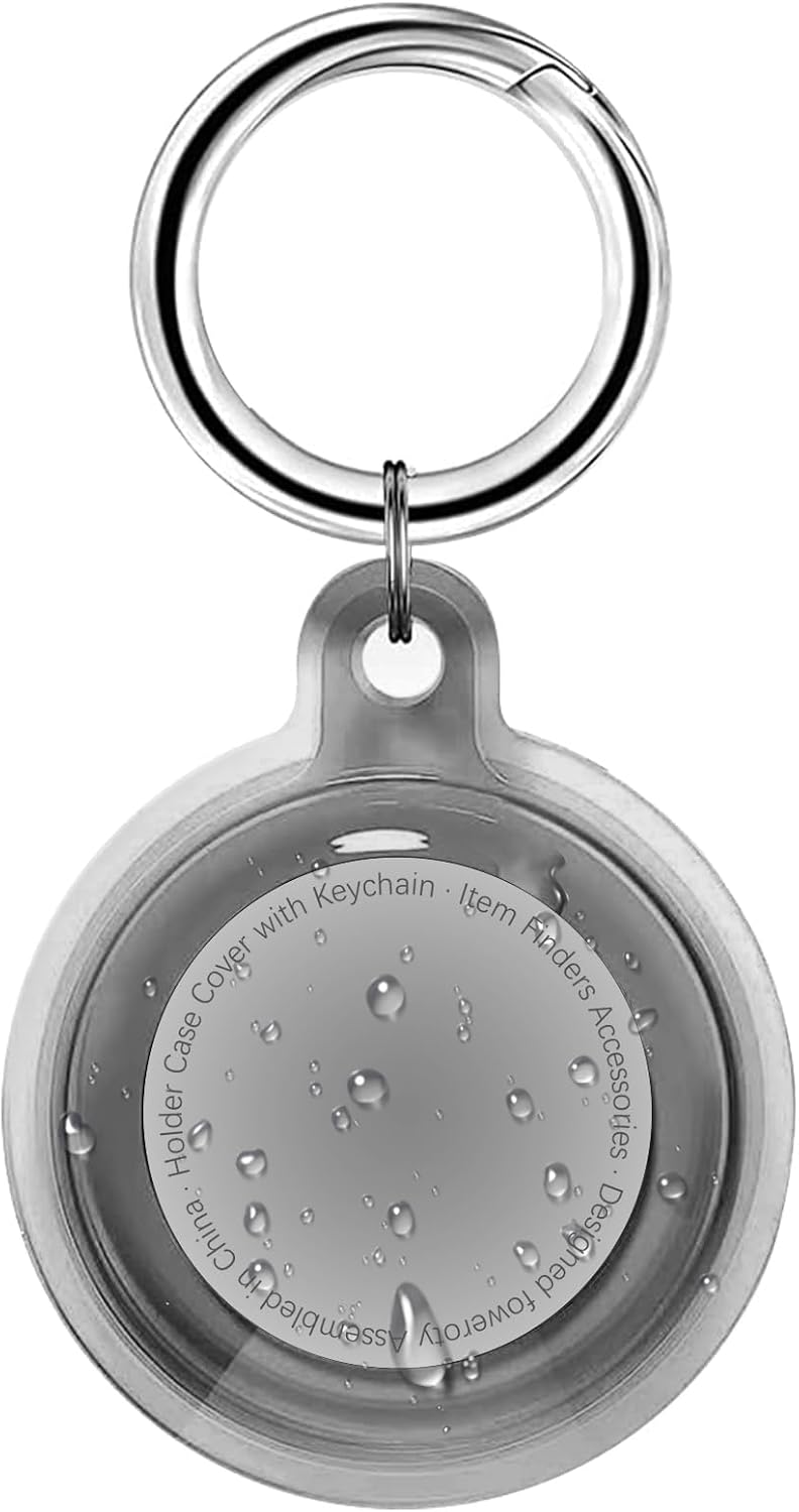 IPX8 Waterproof Case for AirTag 2nd Gen (2026) & 1st Gen, Full Body Holder Keychain, Anti-Scratch Cover for Apple for Air Tags, Luggage, Pet Collar, Car Keys, Kids, Clear Black