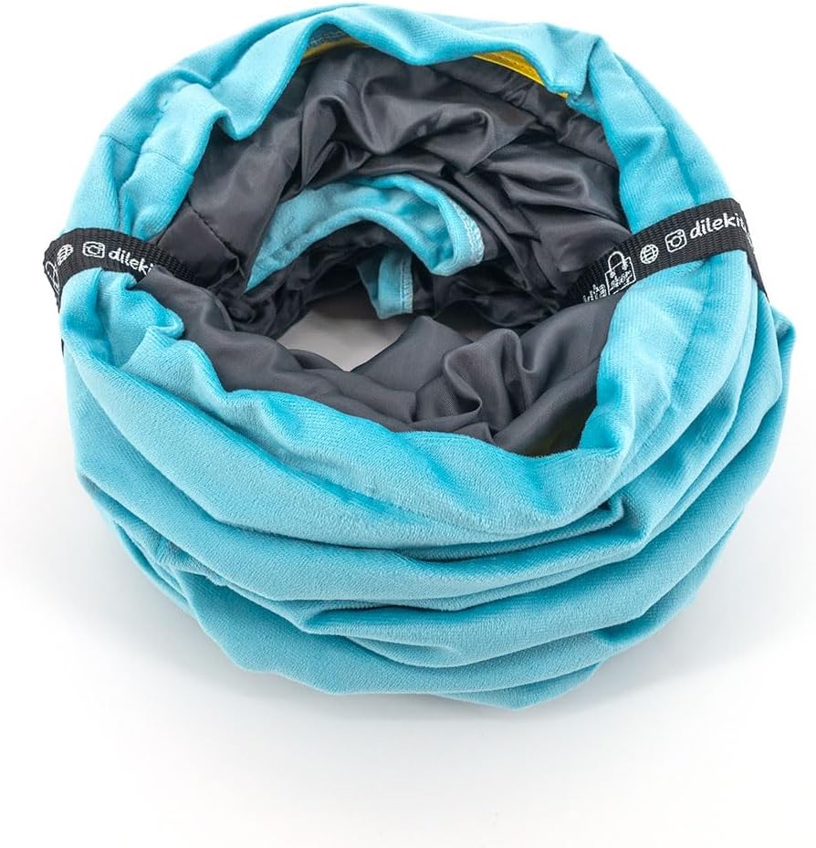 Velvet Fabric - Foldable/Collapsible - 140x25 cm (55.12x9.84 Inches) Cat Tunnel (Turquoise)