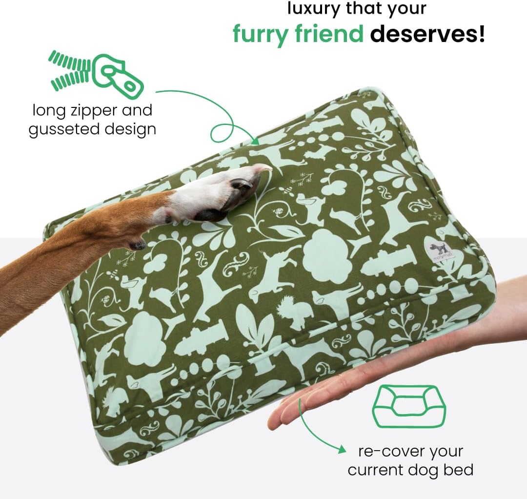 Molly Mutt Light Green Dog Bed Cover, Non-Toxic & 100% Cotton, 36"x45"x5"