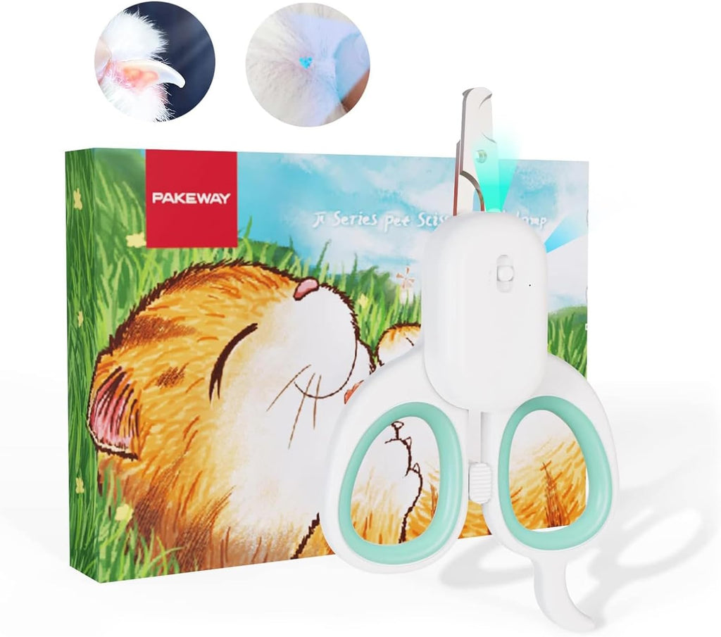 PAKEWAY Cat Nail Clipper with LED Light, Safe & Precise for Cats & Kittens
