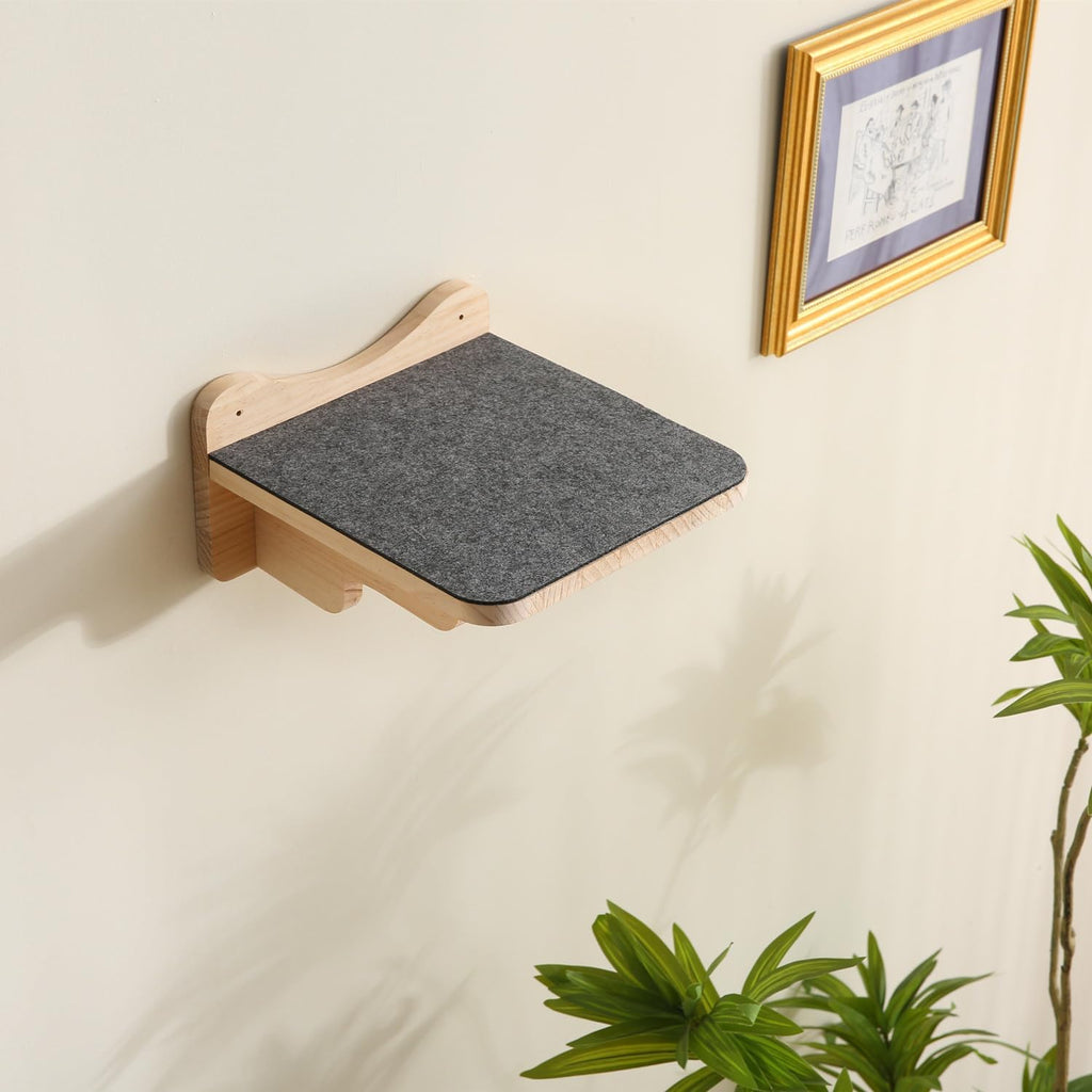 SHENGOCASE 9.8" x 9.8" Solid Wood Wall Mounted Large Cat Steps, Furniture, Shelves, Stairs, Perch