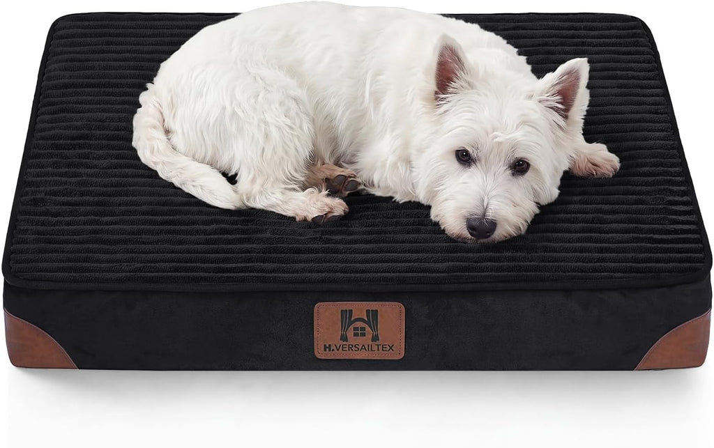 H.VERSAILTEX Waterproof Orthopedic Dog Bed for Crate, Black, 24"x16"x3.2"