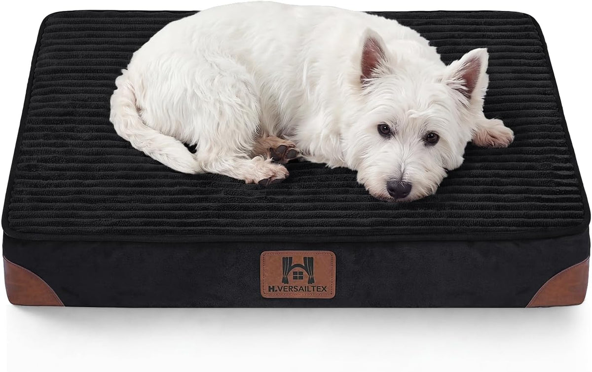 H.VERSAILTEX Waterproof Orthopedic Dog Bed for Crate, Black, 24"x16"x3.2"