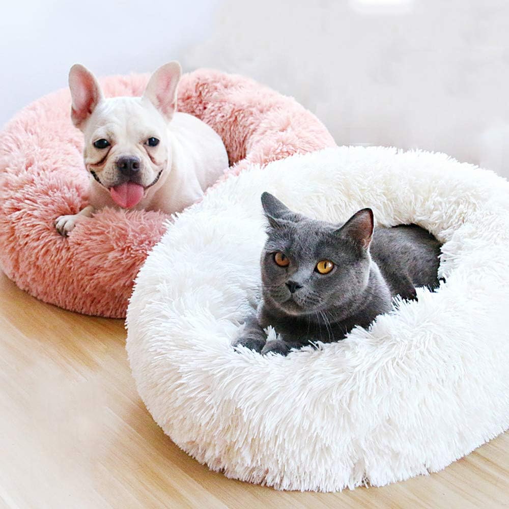 Dog Bed for Small Dogs & Cats, 24 Inch Medium Fluffy Washable Donut Bed