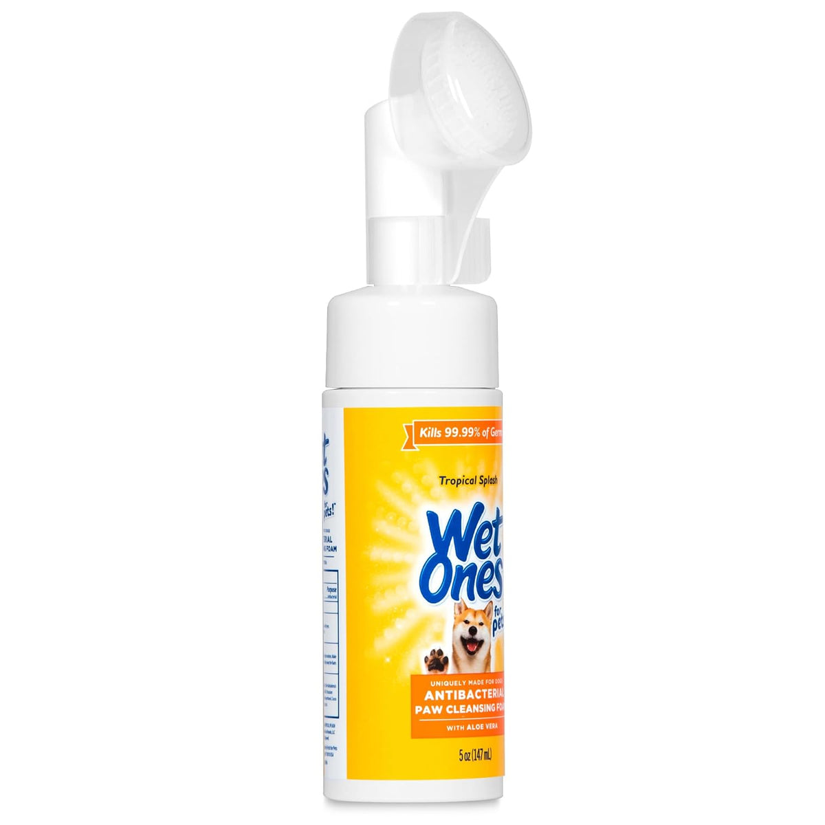 Wet Ones for Pets Antibacterial Dog Paw Cleaner with Built-In Brush, Foaming No-Rinse Formula for Cleaning Dirty Paws After Walks, Gentle Everyday Paw Wash for Dogs, 5 Oz - 2 Pack
