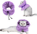 Cat Recovery Collar, Soft Adjustable Cone for Cats and Kittens, Lightweight Waterproof Elizabethan Collar for After-Surgery Care, Prevent Licking and Scratching, Neck Protector for Pets（Purple,M）