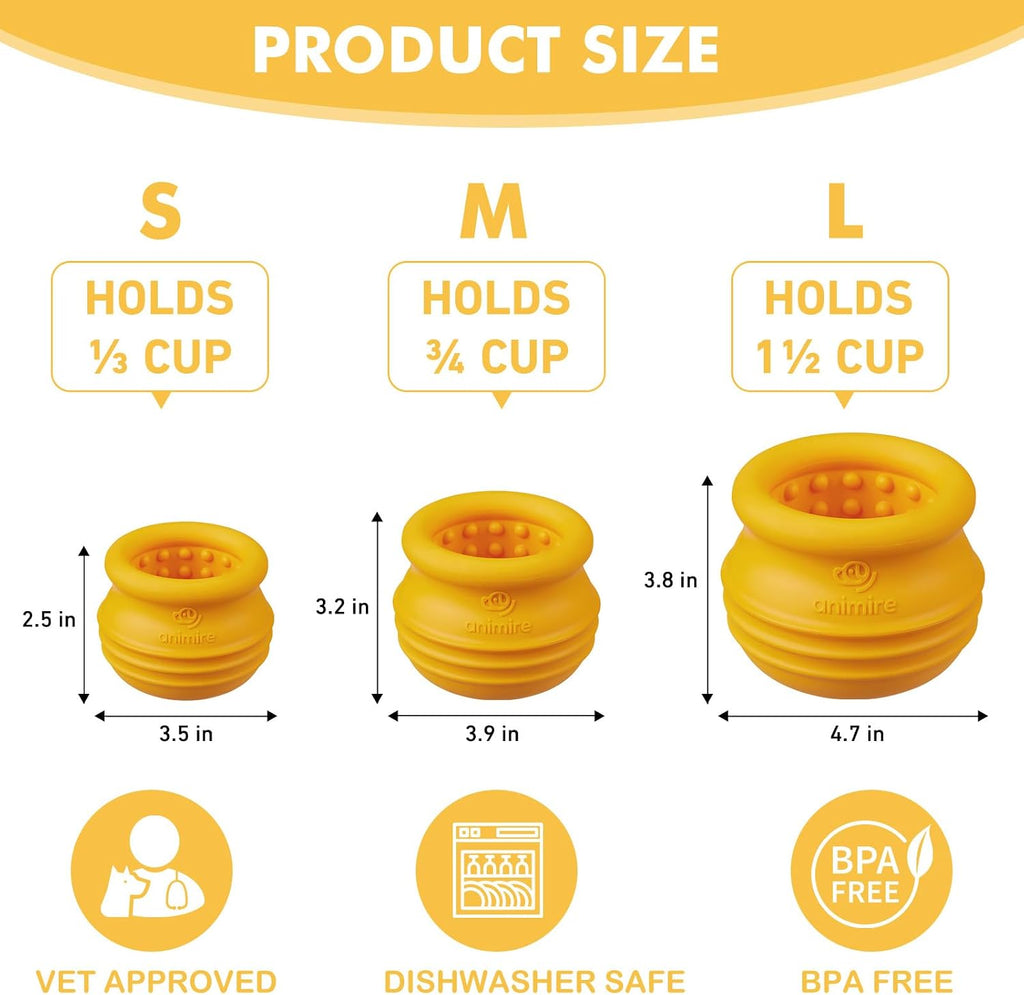 Treat Dispensing Dog Toy, Long-Lasting Interactive Puzzle Toys for Dogs, Stuffable Dog Enrichment Frozen Lick Treat Toy for Boredom, BPA Free Silicone Fetch Catch Chew Toy (Orange,L)