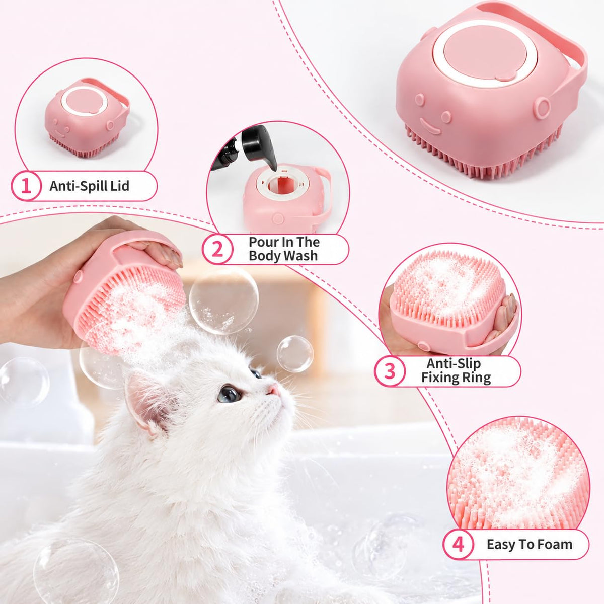 7Pcs Dog & Cat Grooming Kit, Deshedding Brush, Bath Scrubber, Toothbrushes