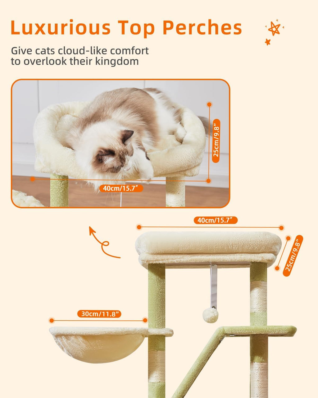 Taoqimiao Cat Tree, 38.5In Cat Tower for Indoor Cats, Suitable for Kittens