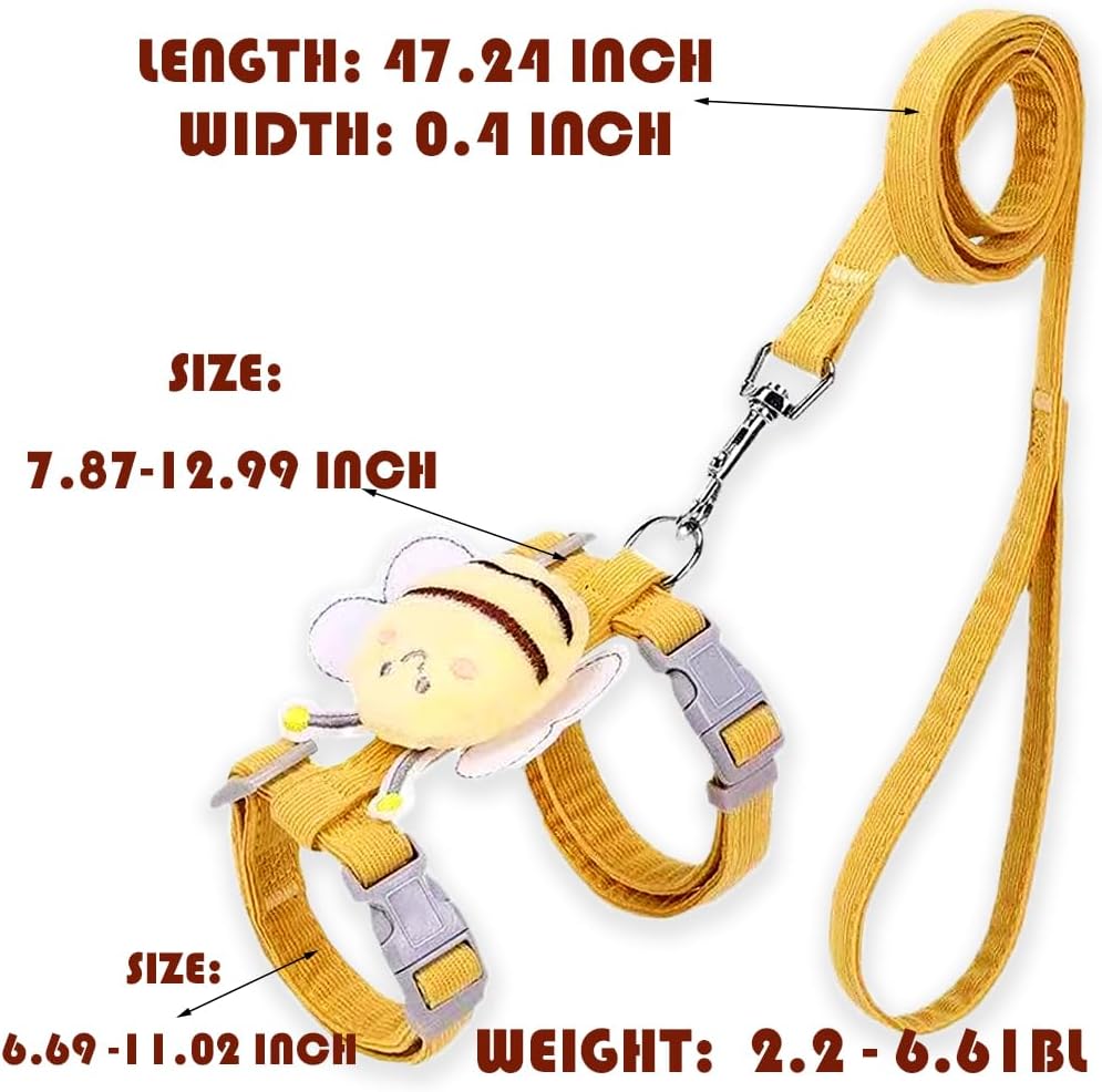 Cat Harness and Leash Set, Cat Harness Escape Proof, Rabbit Harness and Leash Set, Costumes for Cats and Bunny (A, Small)