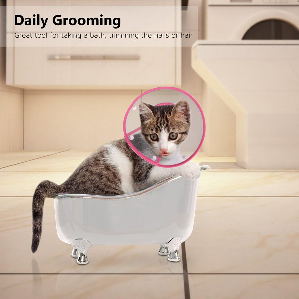 Cat Cone Collar, to Stop Licking, Recovery Elizabethan After Surgery, Clear Soft Neck E-Collar, Not Block Vision, for Kitten Puppy Dog Pet in Surgery Remedy - S in Rose