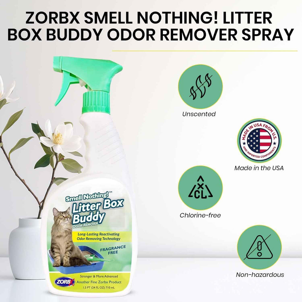 ZORBX Unscented Cat Litter Deodorizer Spray 24 Oz, Litter Box Deodorizer