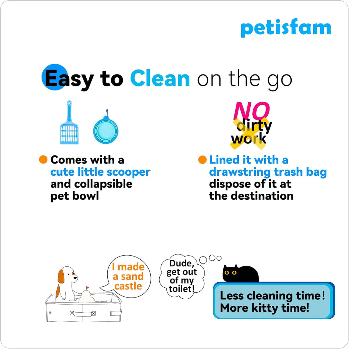 Portable Travel Cat Litter Box for Medium Cats and Kitty with Zipped Lid to Keep Litter and Odor Contained
