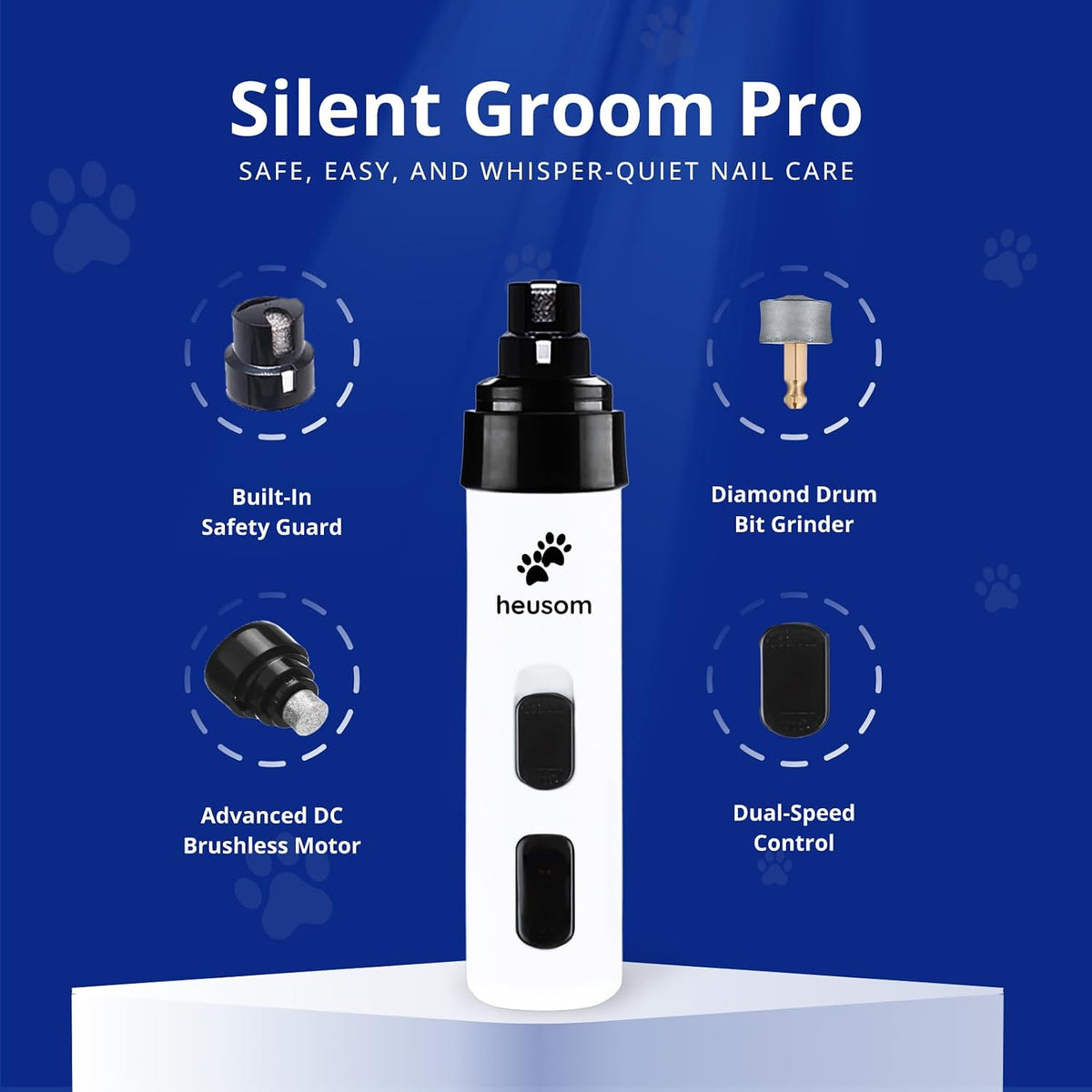 Save 10% on Silent Groom Pro Pet Nail Grinder + Replacement Drum Grinders (3 pcs) + Pet Paw Trimmer