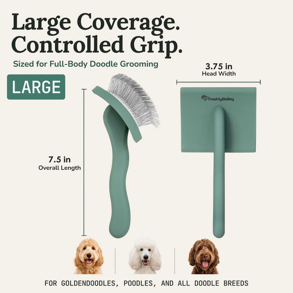 Freshly Bailey Doodle Brush, Large Slicker Brush for Dogs, Wood Handle