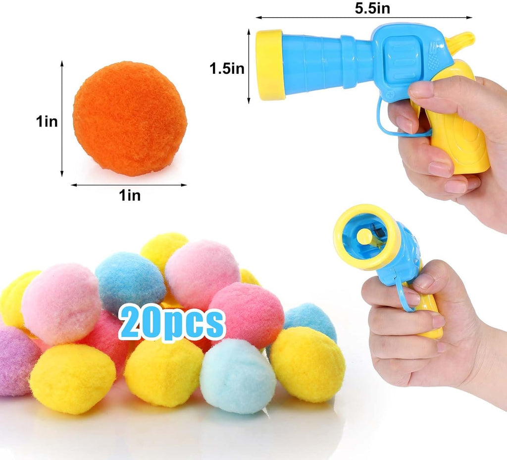 Aiersa Cat Toy Ball Launcher, Plush Ball Shooting Gun with 20 Pom Pom Balls, Interactive Indoor Cat Fetch Toy