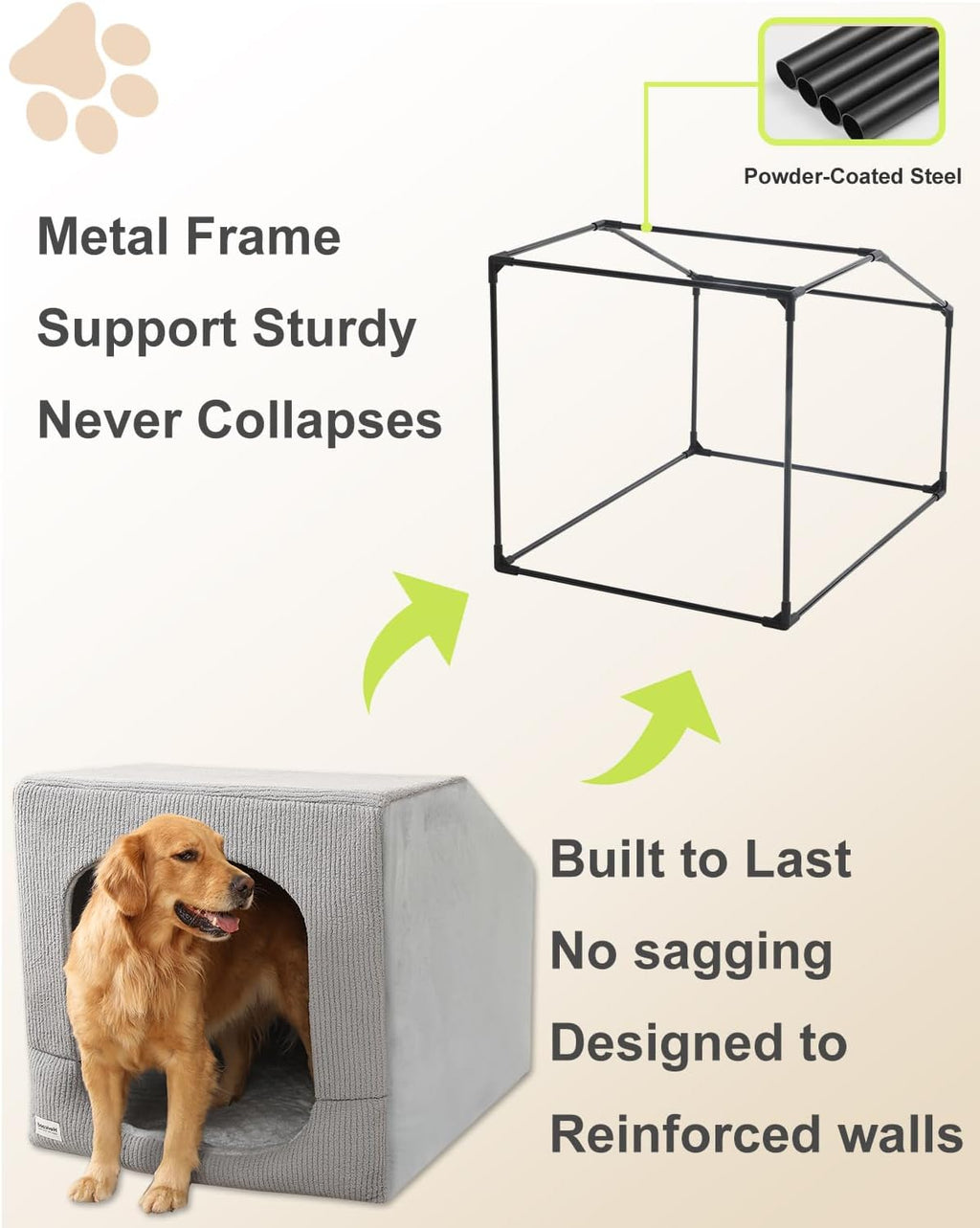 Hovicaed Indoor Dog House Extra Large Sized Dog Tent with Cave Bed 42x30ins