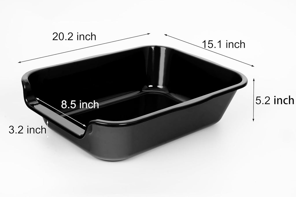 Extra Large Low Entry ABS Cat Litter Box, Black, 20" L x 15.5" W, 2 Pack | Durable low entry litter box, non-stick, odor-free, ideal for seniors, kittens, rabbits, large cats and multi-pet homes.