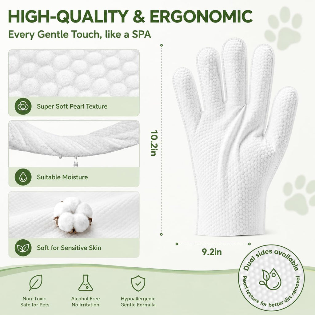 GLADFRESIT Pet Grooming Glove Wipes for Dogs & Cats, 90g, 20 Pcs