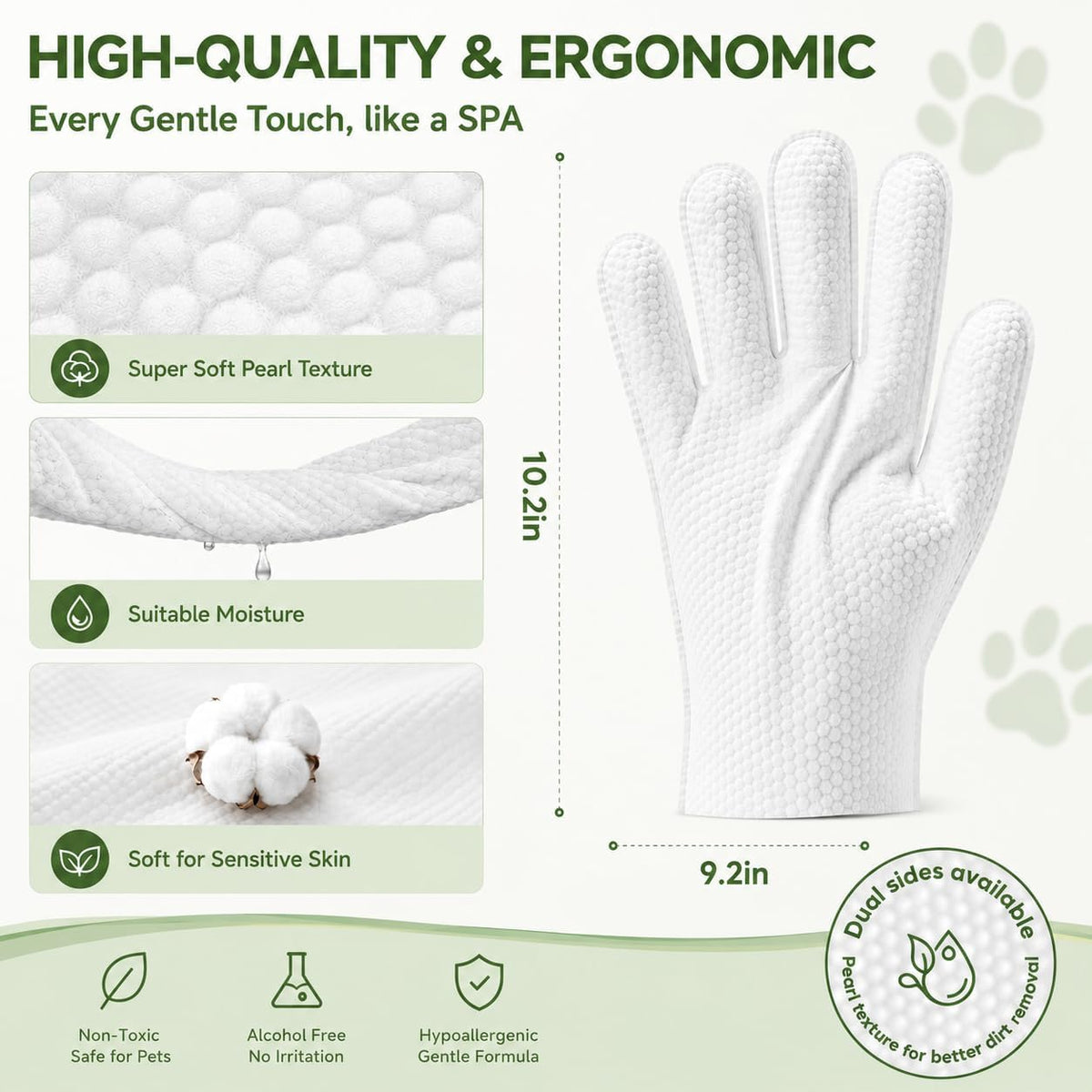 GLADFRESIT Pet Grooming Glove Wipes for Dogs & Cats, 90g, 20 Pcs