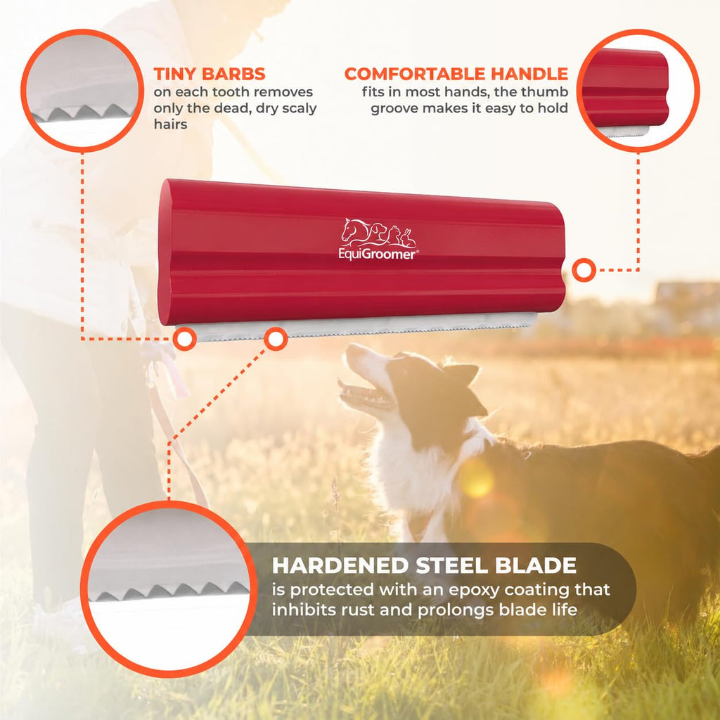 EquiGroomer 5-Inch Undercoat Deshedding Brush for Dogs & Cats, Red