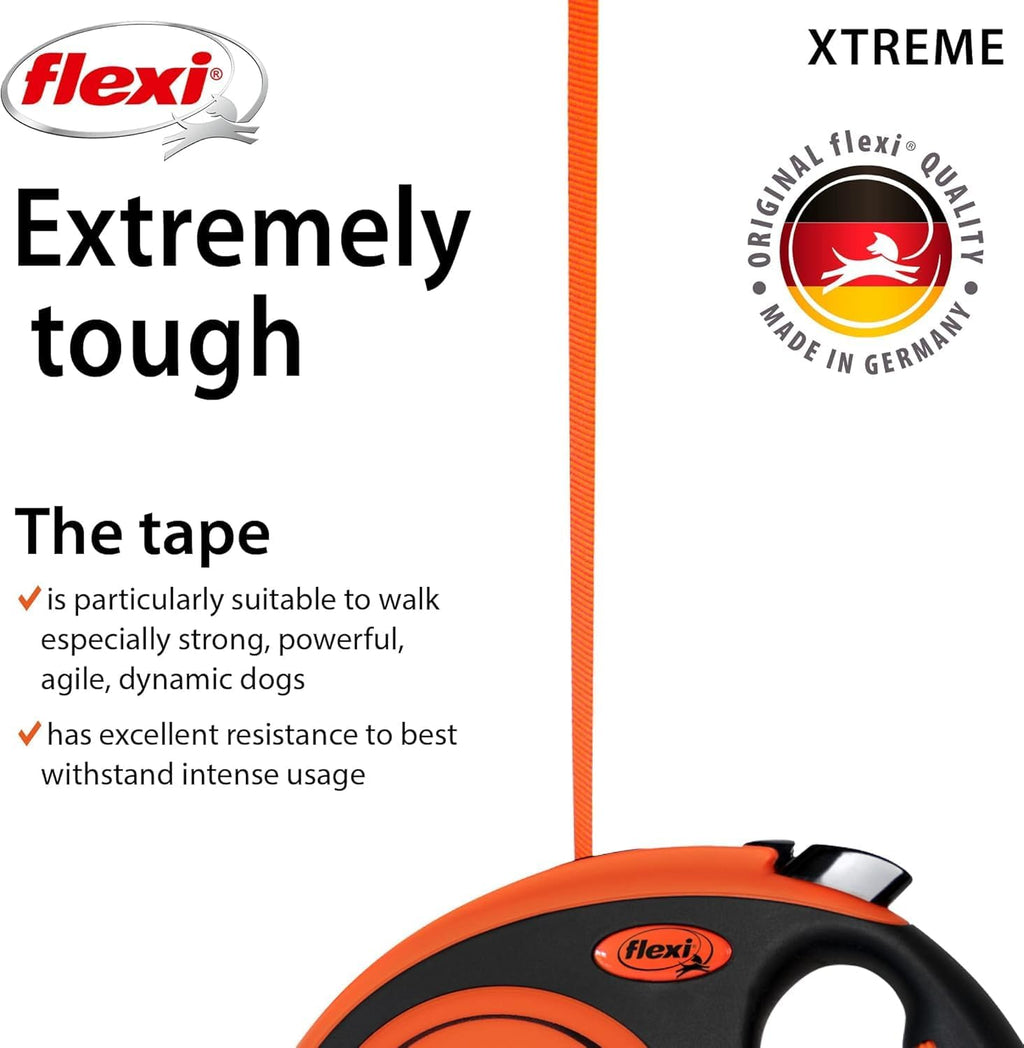 FLEXI® Xtreme Tape Retractable Dog Leash, Small, 16 ft - Orange/Black