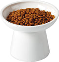 LoeJan Elevated Food and Water Bowls Set, Extra Wide and Raised Ceramic Feeder, Anti-Vomit Whisker-Free Pressure Cat Feeding Bowl for Kittens Adult Cats Small Dogs (White, Food Bowl)