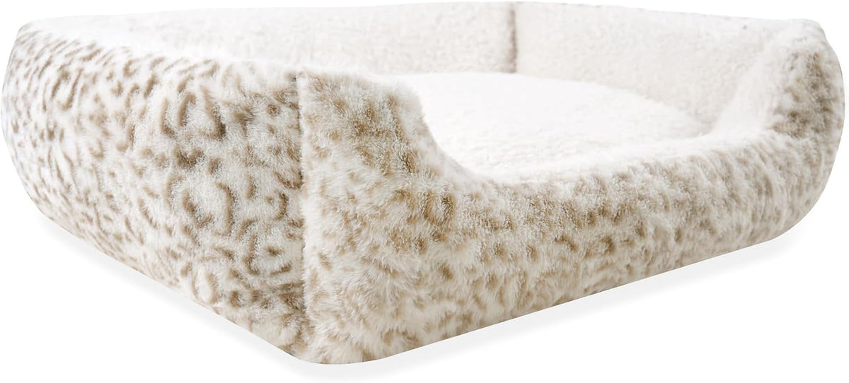 Smouatou Dog Soft Bed, Anti-Anxiety Puppy Cuddler Bed for Puppy Dog and Cat (Beige, S)