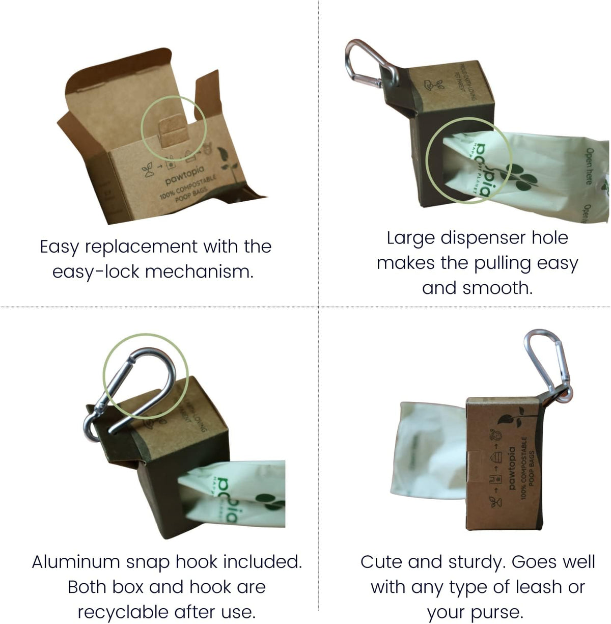 Pawtria Home Compostable Dog Poop Bags (240) with Paper Poop Bag Dispenser | 240 Compostable Dog Poop Bags with Reusable Paper Dispenser, Leak-Proof, Easy Open, TÜV AUSTRIA Certified