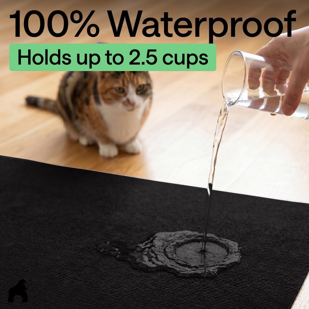 GORILLA GRIP Cat Litter Mat, Soft Felt Scatter Catcher, 24x17, Black