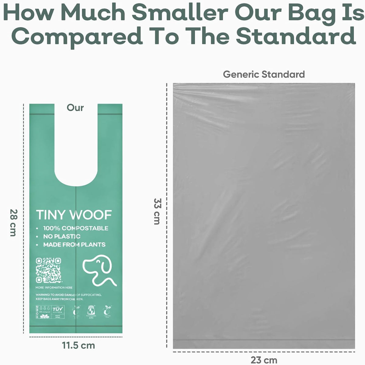 Small Dog Poop Bags, Compostable Plant-Based Waste Bags with Tie Handles, 24 Rolls (360 Count), Leak-Proof, Sized for Chihuahua, Pomeranian, Toy Poodle and Puppies