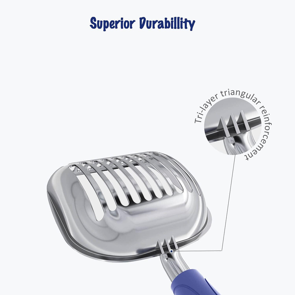 WePet Cat Litter Scoop, Aluminum Alloy Sifter, Kitty Metal Scooper, Deep Shovel, Long Handle, Poop Sifting, Kitten Pooper Lifter, Durable, Heavy Duty, for Litter Box